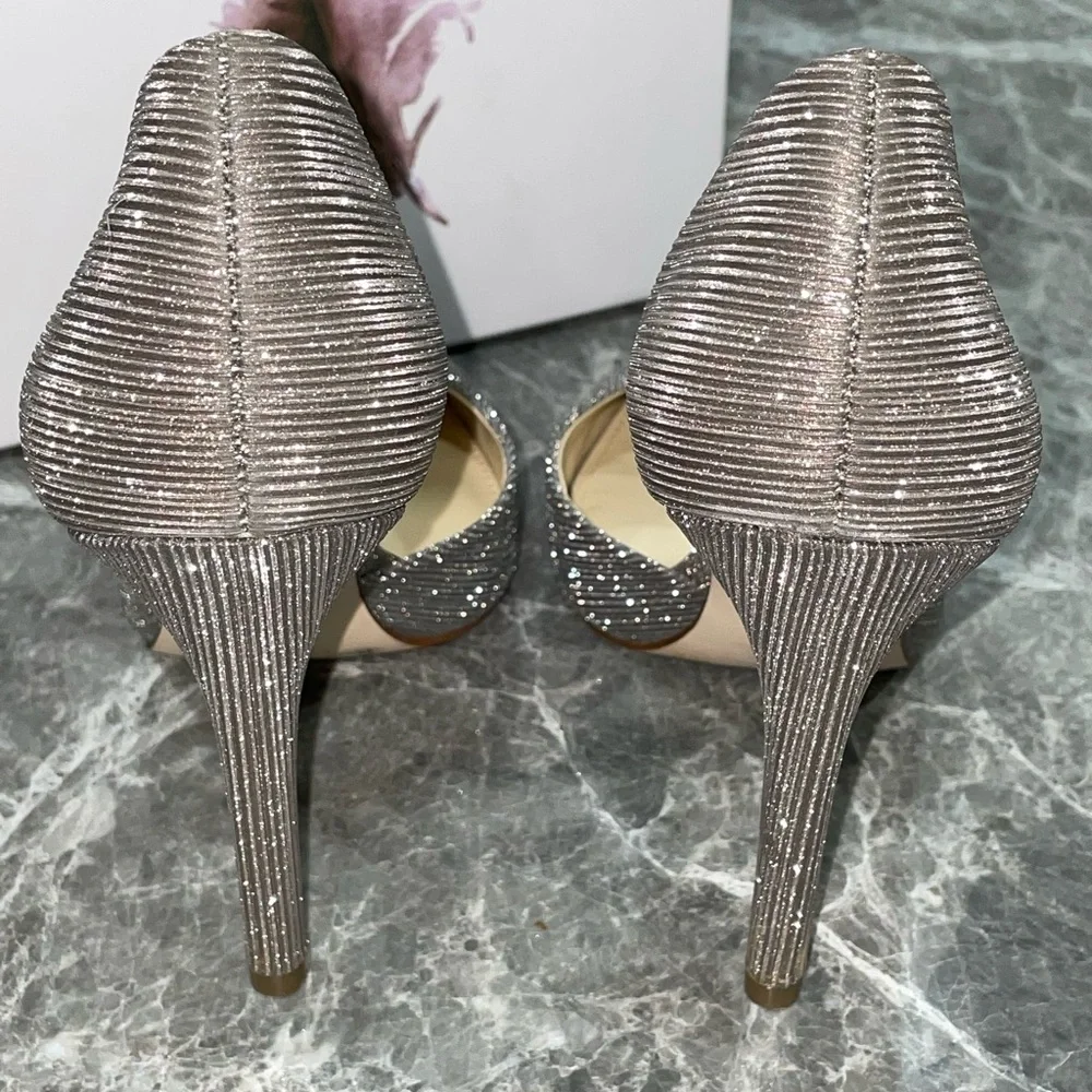 Jessica Simpson Prizma metallic silver Heels pumps “Cinderella” shoes Size 5.5 - Picture 5 of 11